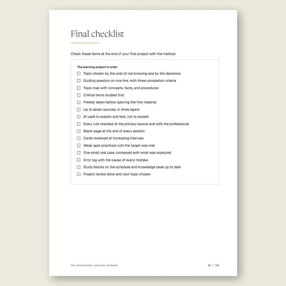 The Accelerated Learning Handbook · The final checklist