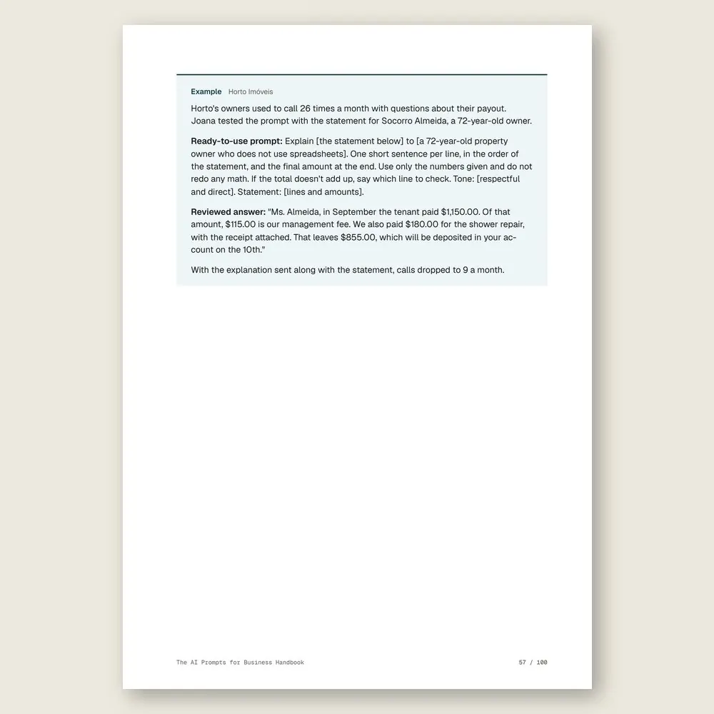 The AI Prompts for Business Handbook · Illustrative example with numbers