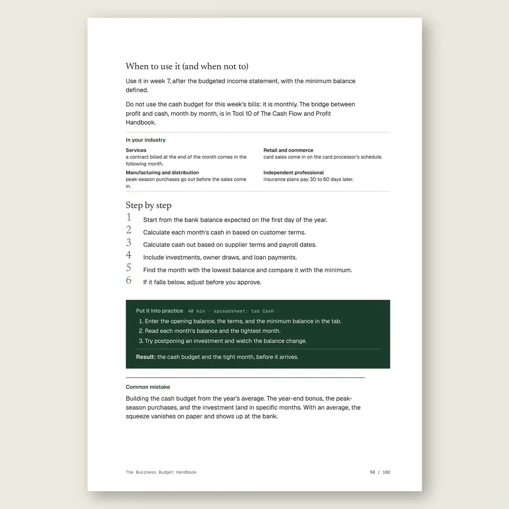 The Business Budget Handbook · The step-by-step and the hands-on exercise
