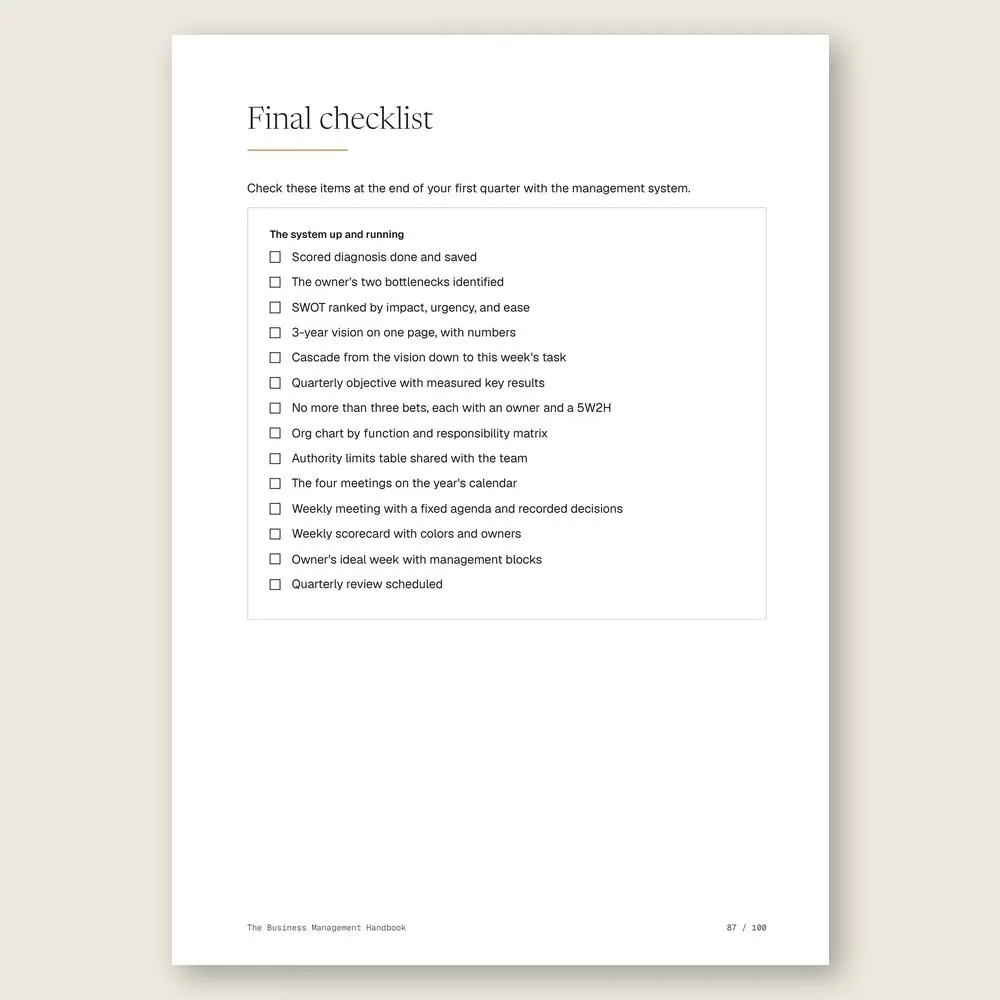 The Business Management Handbook · The final checklist