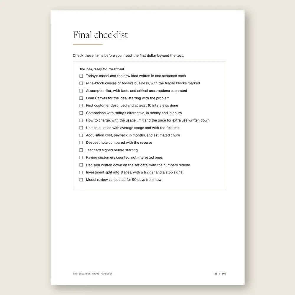 The Business Model Handbook · The final checklist