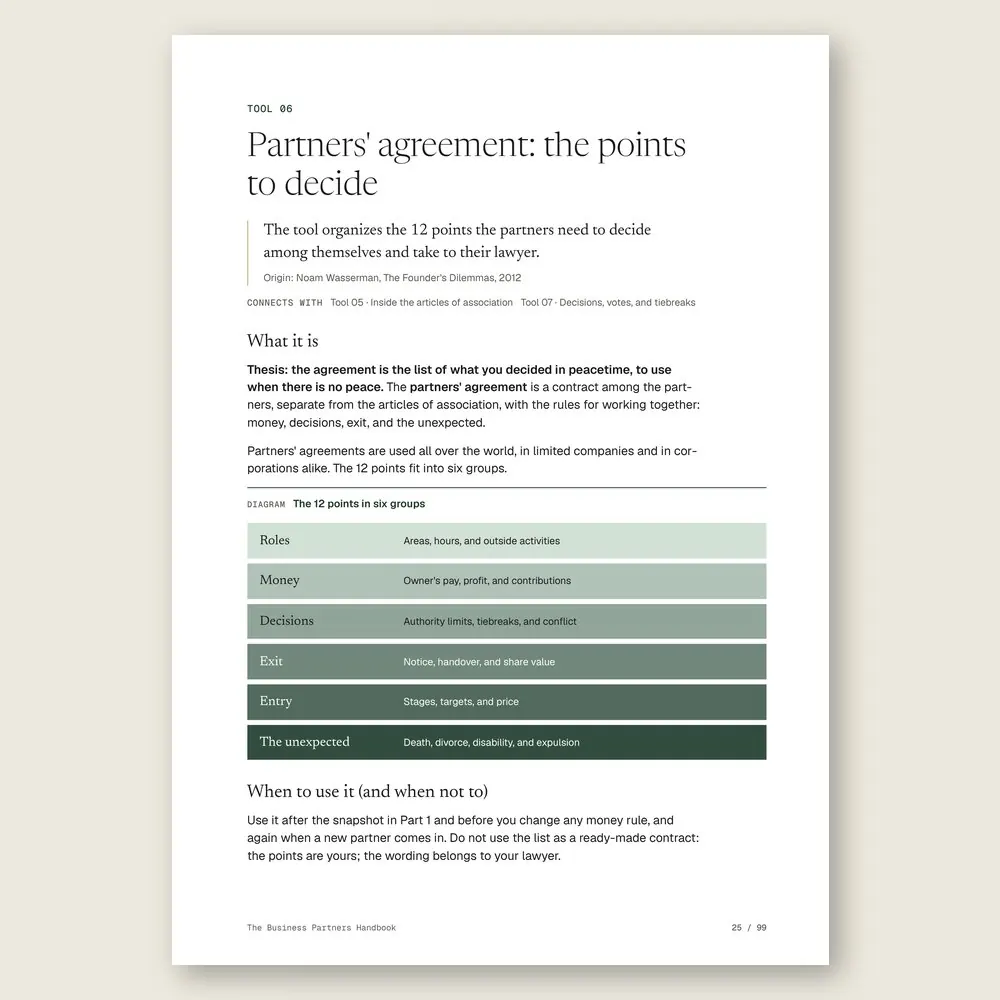 The Business Partners Handbook · The tool: the idea, where it comes from, and the diagram