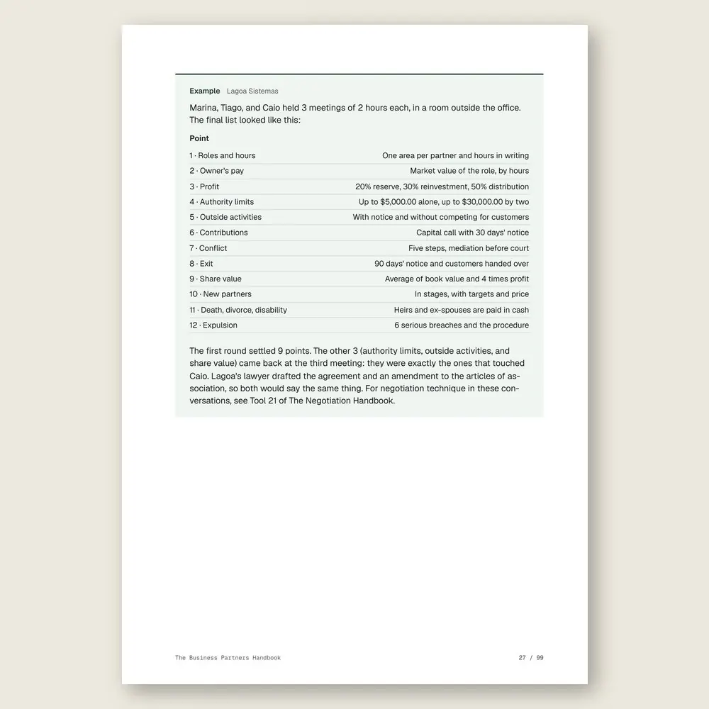The Business Partners Handbook · Illustrative example with numbers