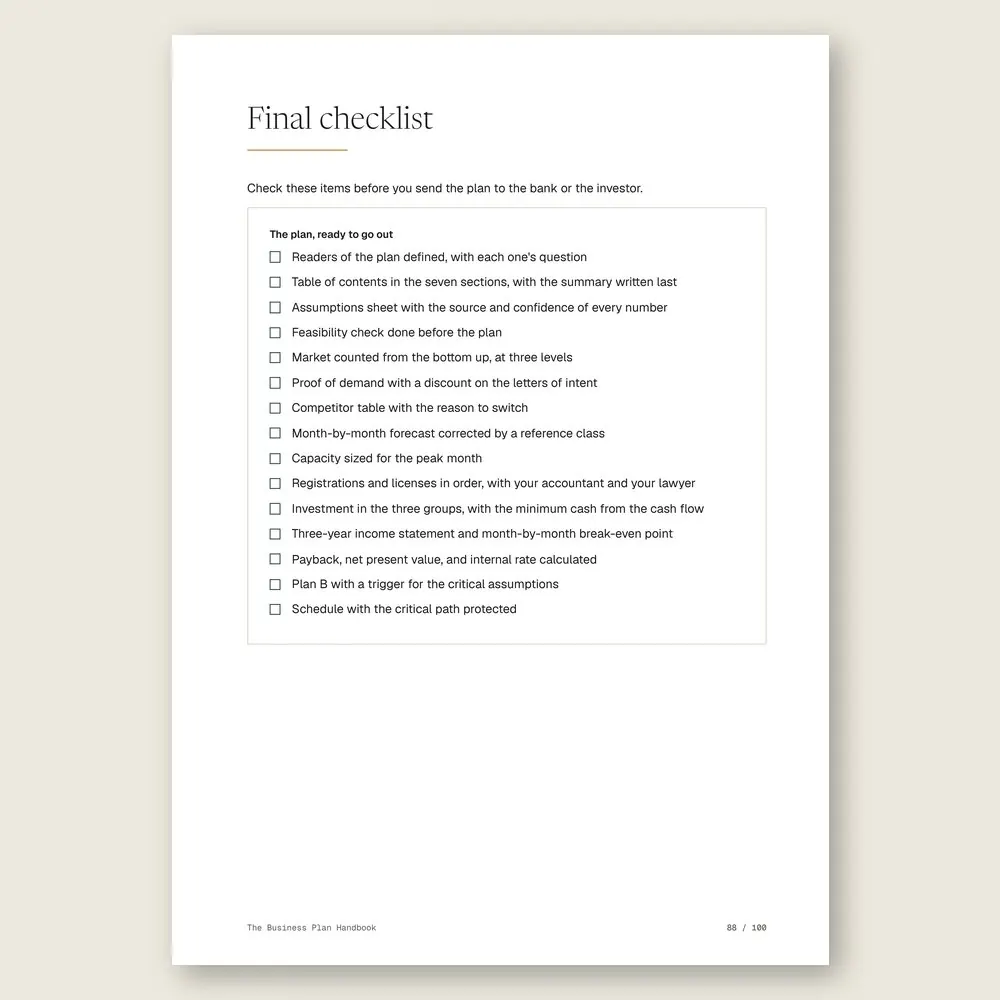 The Business Plan Handbook · The final checklist