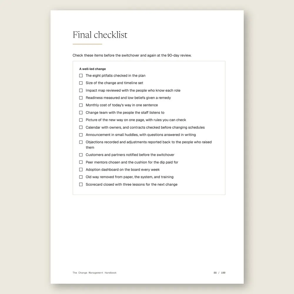 The Change Management Handbook · The final checklist