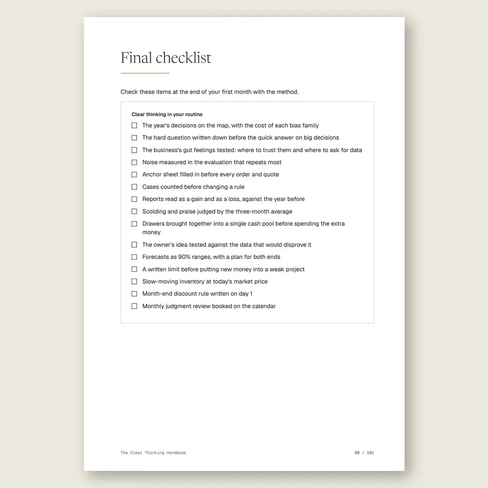 The Clear Thinking Handbook · The final checklist