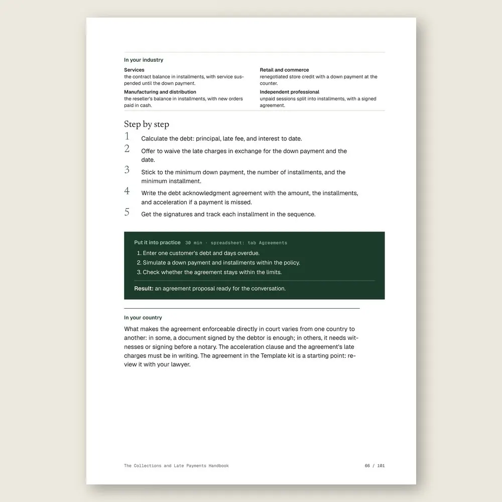 The Collections and Late Payments Handbook · The step-by-step and the hands-on exercise