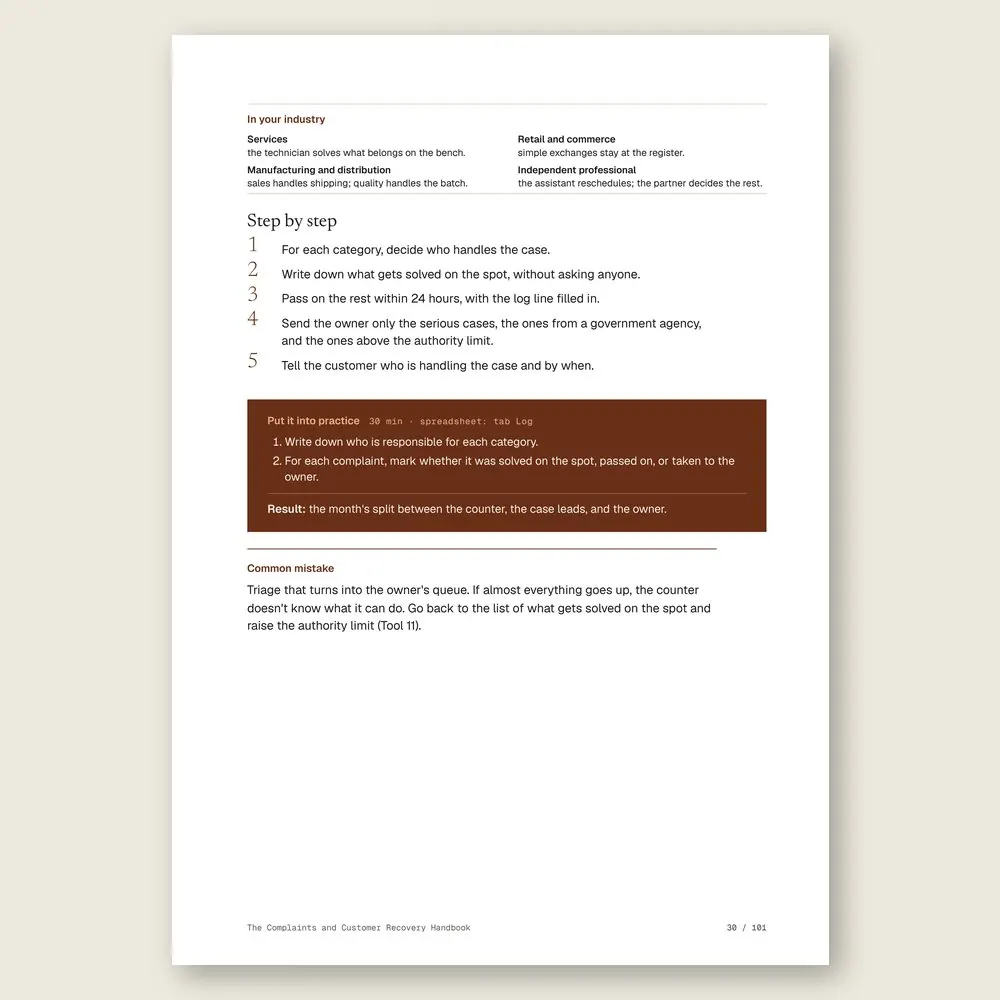 The Complaints and Customer Recovery Handbook · The step-by-step and the hands-on exercise