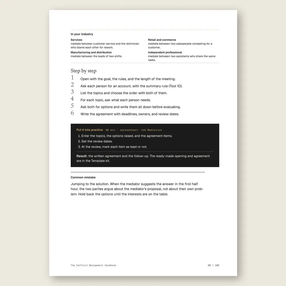 The Conflict Management Handbook · The step-by-step and the hands-on exercise