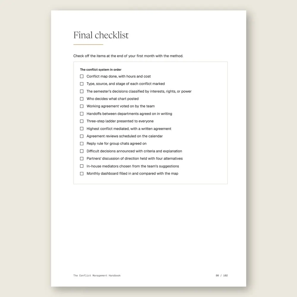 The Conflict Management Handbook · The final checklist