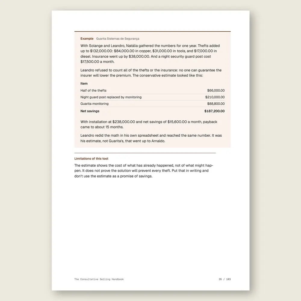 The Consultative Selling Handbook · Illustrative example with numbers