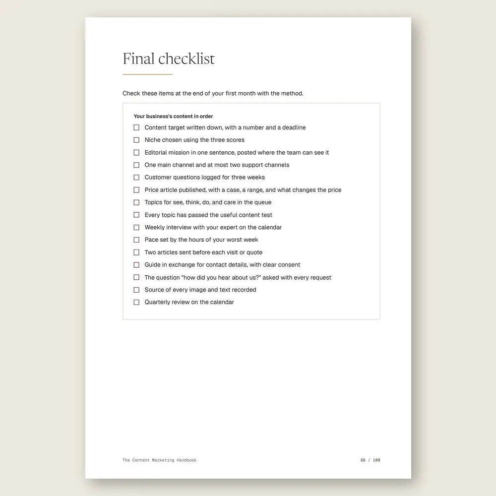 The Content Marketing Handbook · The final checklist