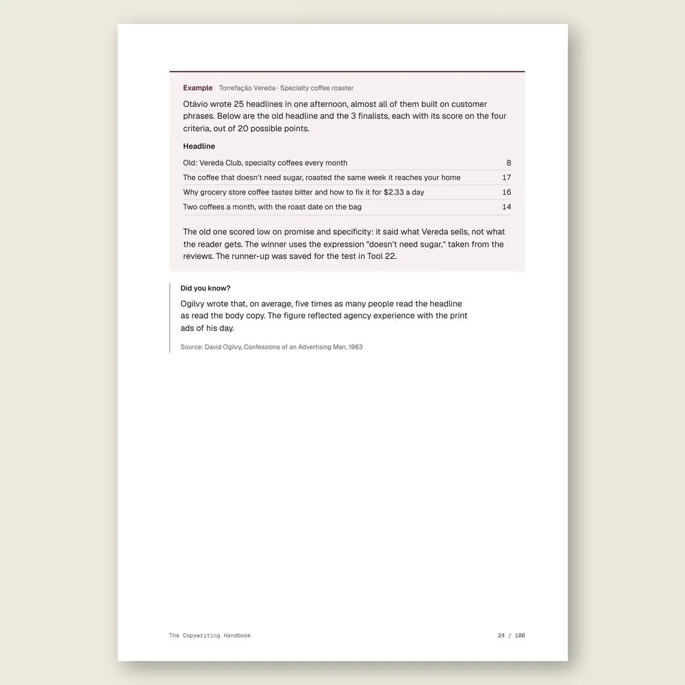 The Copywriting Handbook · Illustrative example with numbers
