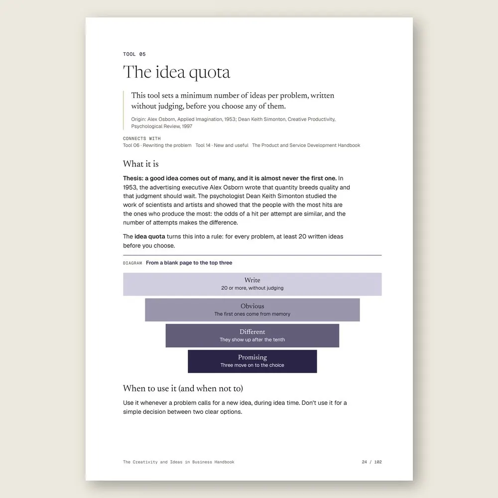 The Creativity and Ideas in Business Handbook · The tool: the idea, where it comes from, and the diagram