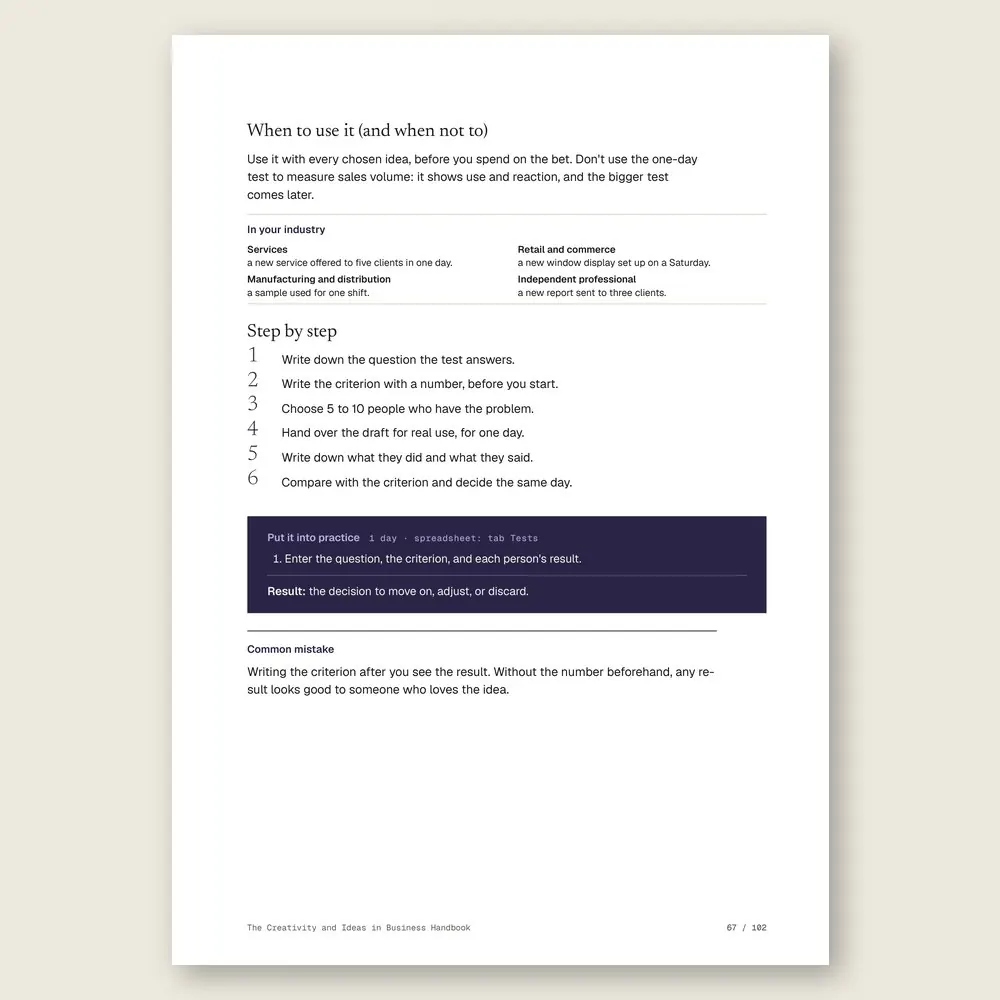 The Creativity and Ideas in Business Handbook · The step-by-step and the hands-on exercise