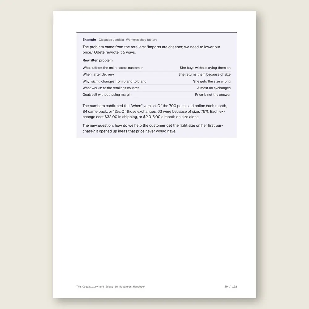The Creativity and Ideas in Business Handbook · Illustrative example with numbers