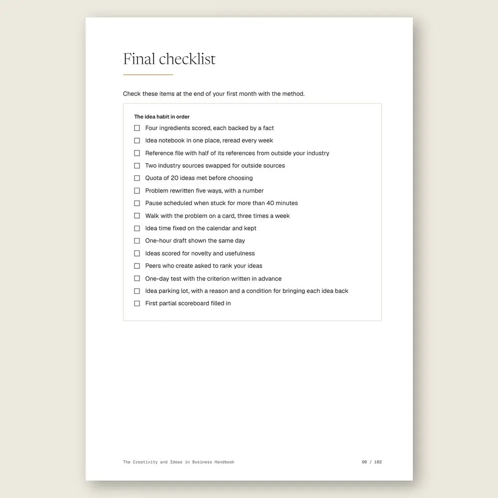 The Creativity and Ideas in Business Handbook · The final checklist