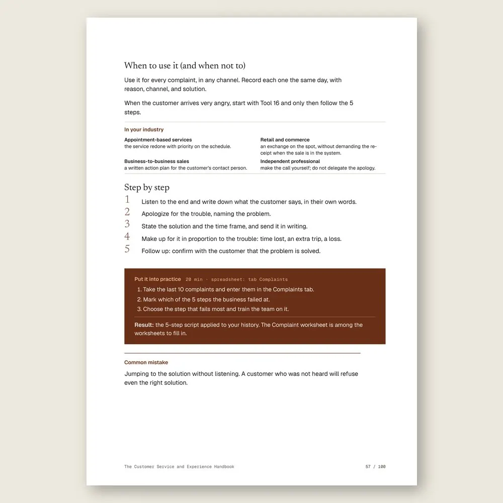 The Customer Service and Experience Handbook · The step-by-step and the hands-on exercise