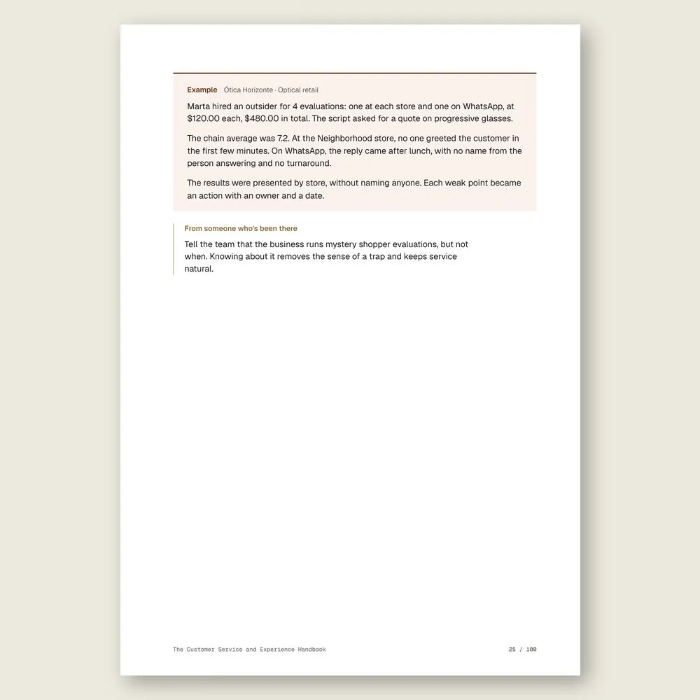 The Customer Service and Experience Handbook · Illustrative example with numbers