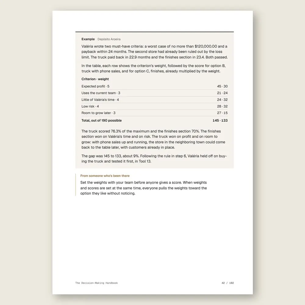 The Decision-Making Handbook · Illustrative example with numbers