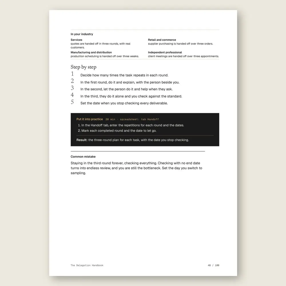 The Delegation Handbook · The step-by-step and the hands-on exercise