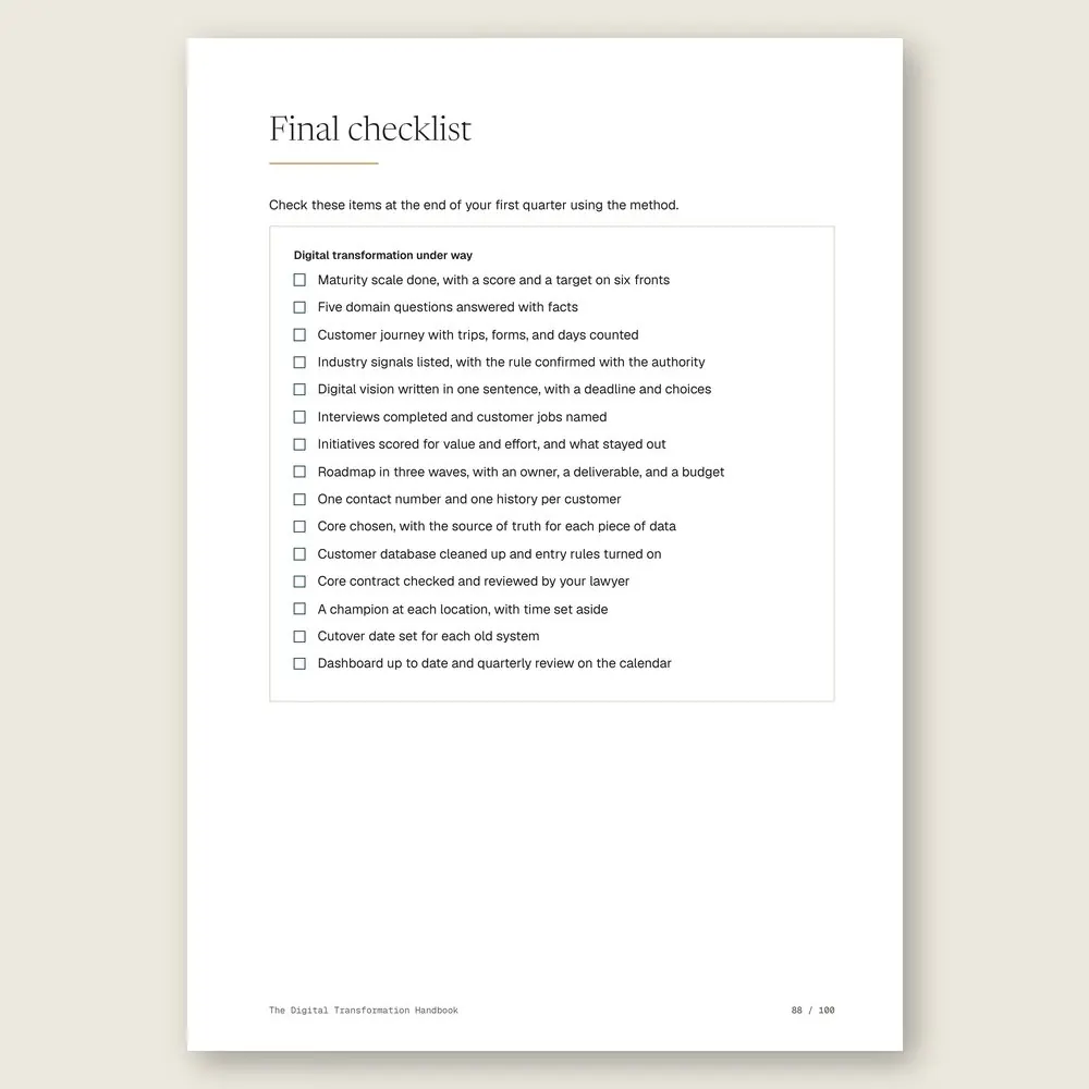 The Digital Transformation Handbook · The final checklist