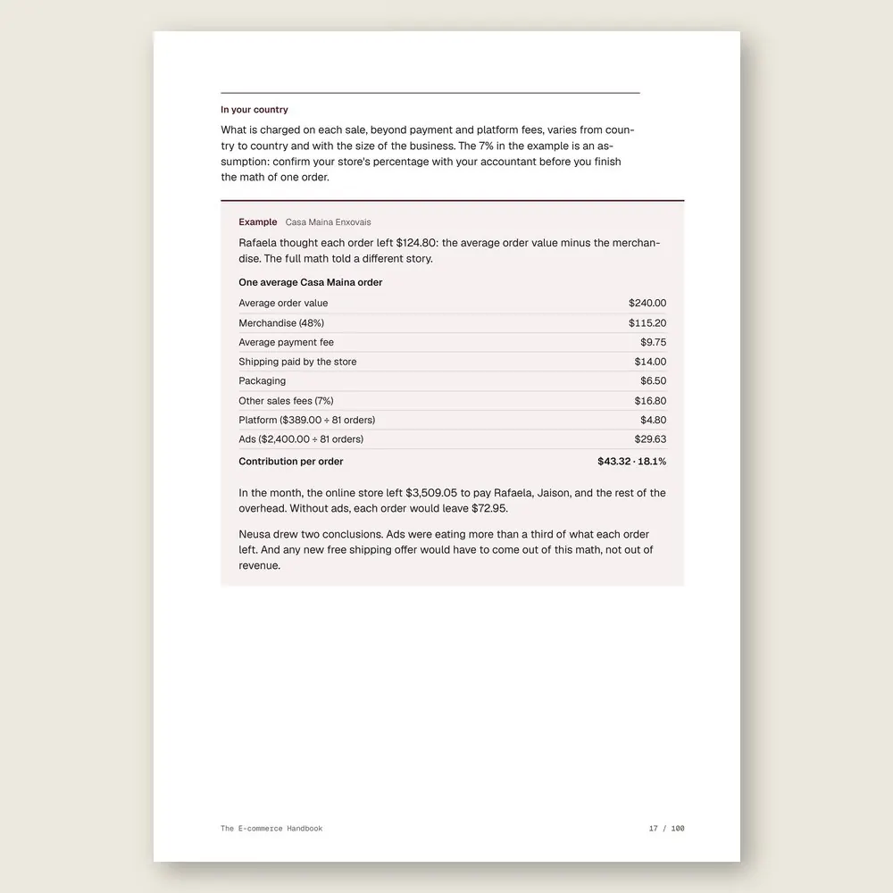 The E-commerce Handbook · Illustrative example with numbers