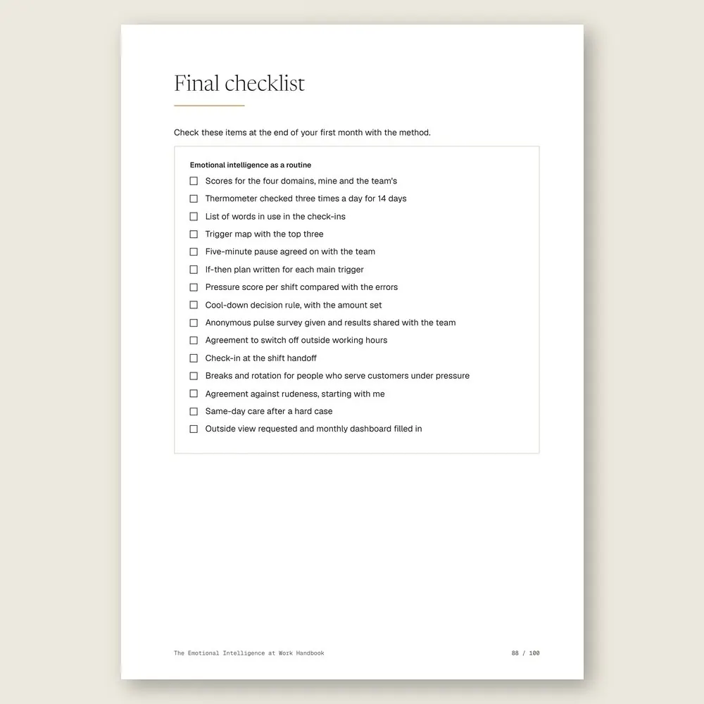 The Emotional Intelligence at Work Handbook · The final checklist