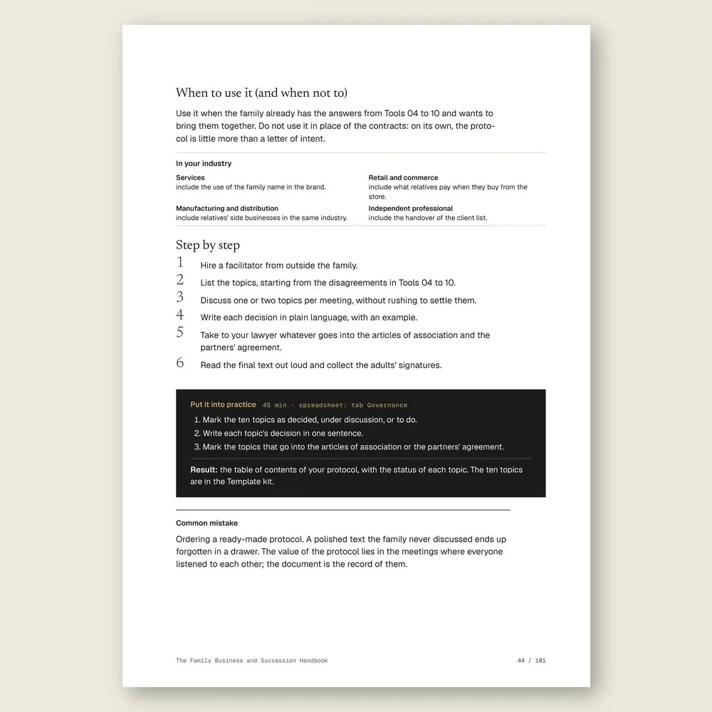 The Family Business and Succession Handbook · The step-by-step and the hands-on exercise