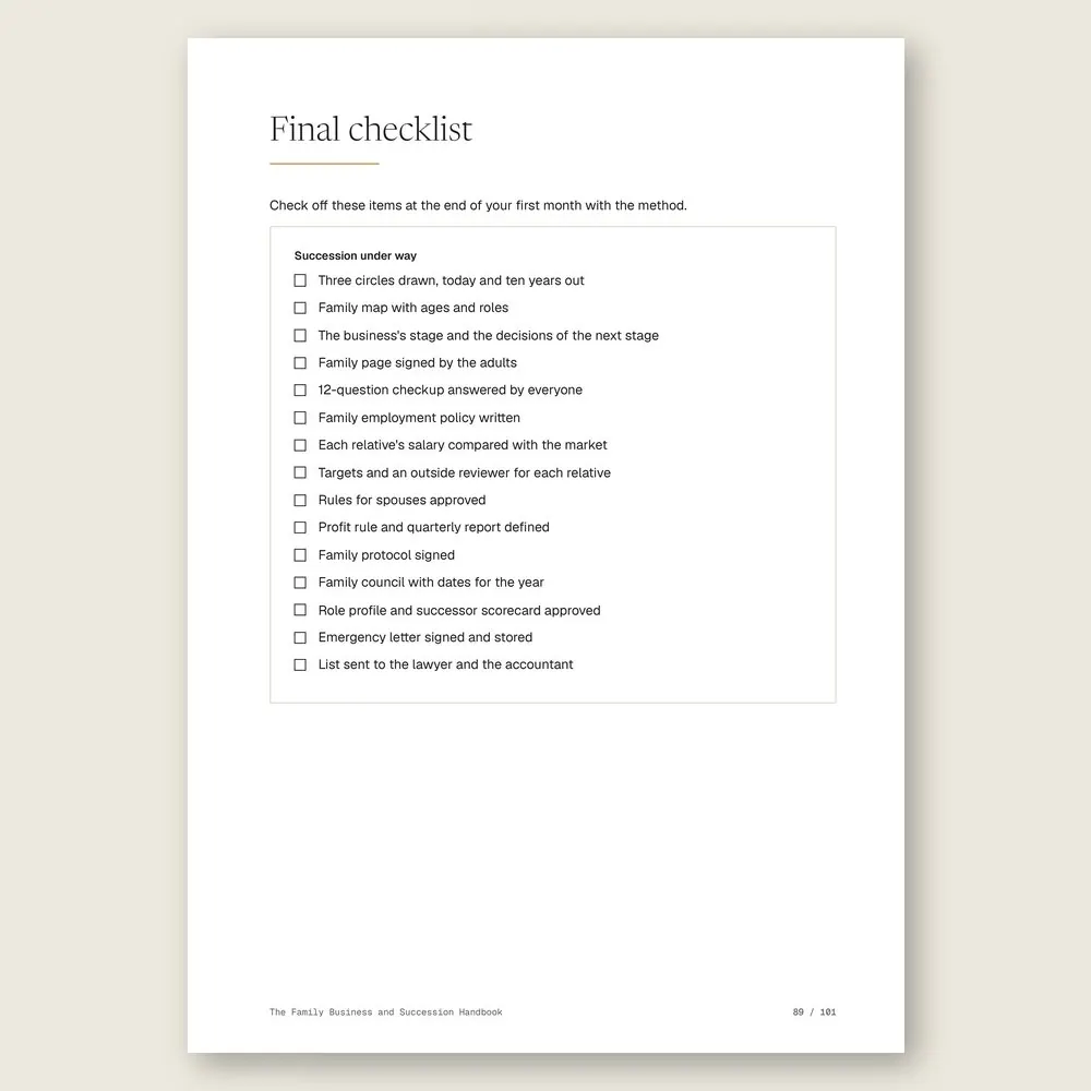 The Family Business and Succession Handbook · The final checklist