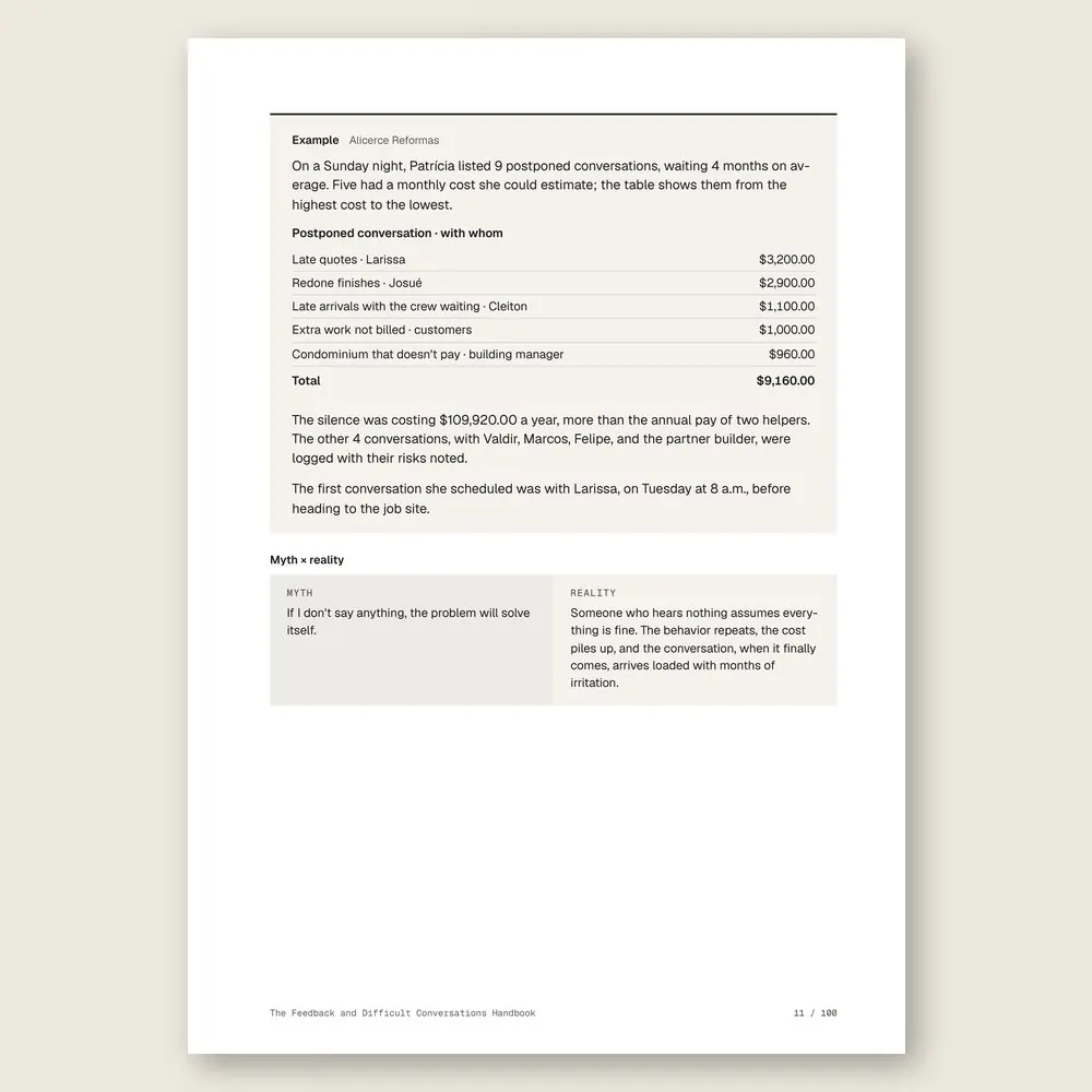The Feedback and Difficult Conversations Handbook · Illustrative example with numbers