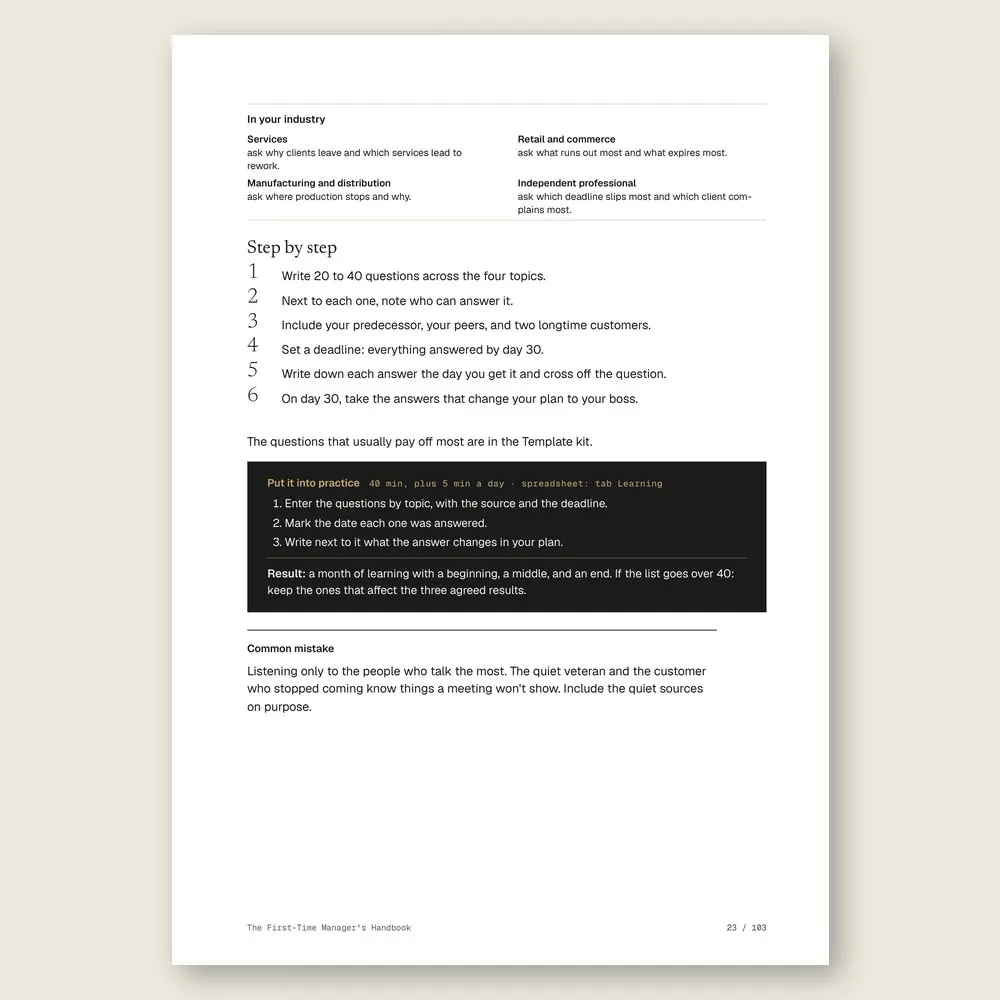 The First-Time Manager's Handbook · The step-by-step and the hands-on exercise