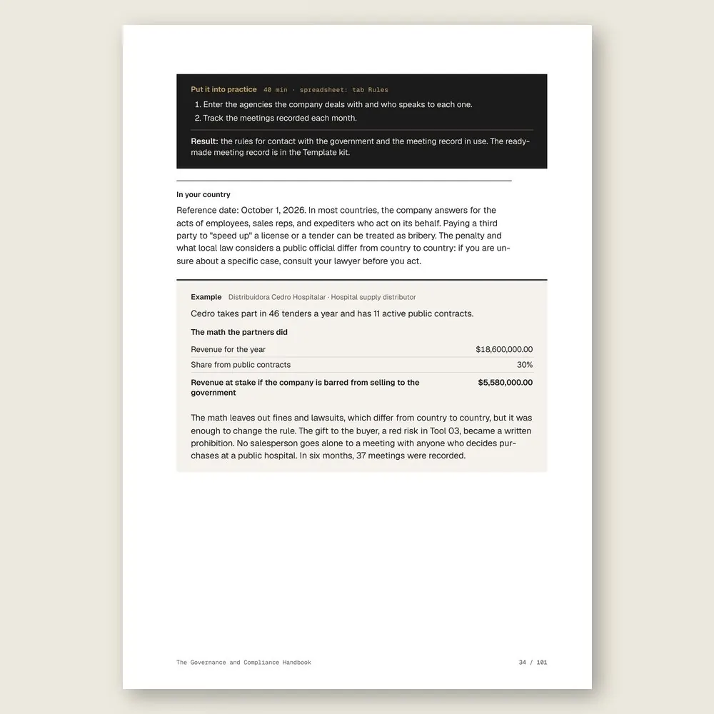 The Governance and Compliance Handbook · Illustrative example with numbers