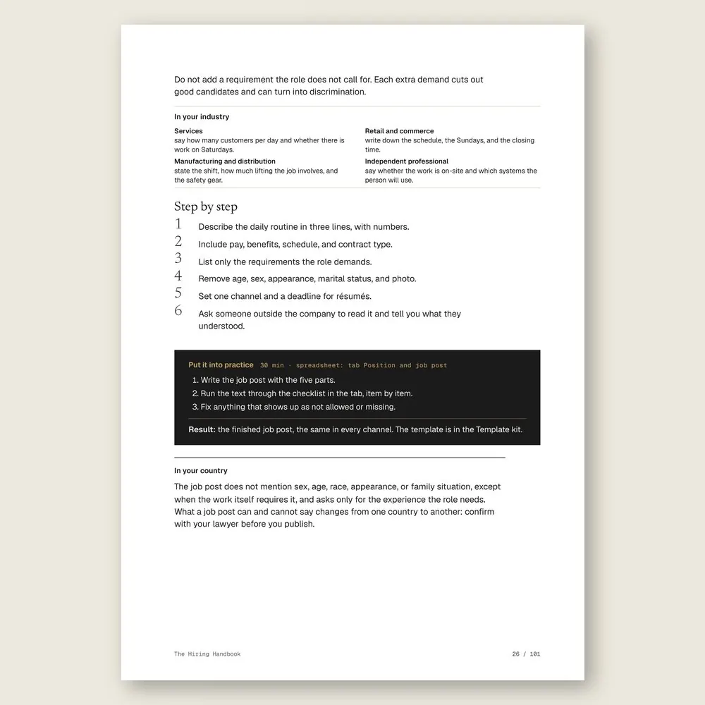 The Hiring Handbook · The step-by-step and the hands-on exercise