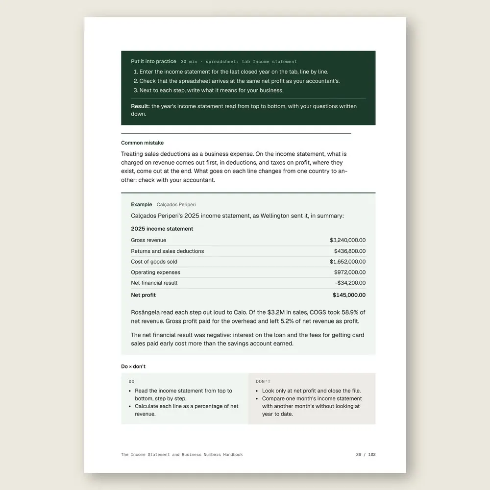 The Income Statement and Business Numbers Handbook · Illustrative example with numbers