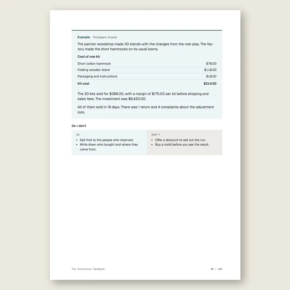 The Innovation Handbook · Illustrative example with numbers