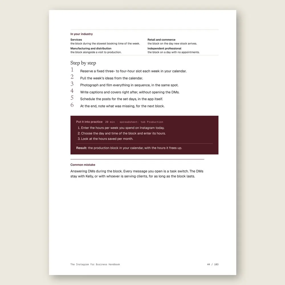 The Instagram for Business Handbook · The step-by-step and the hands-on exercise