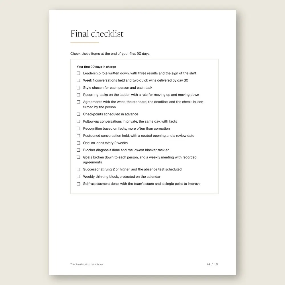 The Leadership Handbook · The final checklist