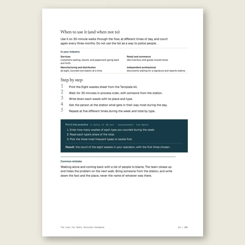The Lean for Small Business Handbook · The step-by-step and the hands-on exercise