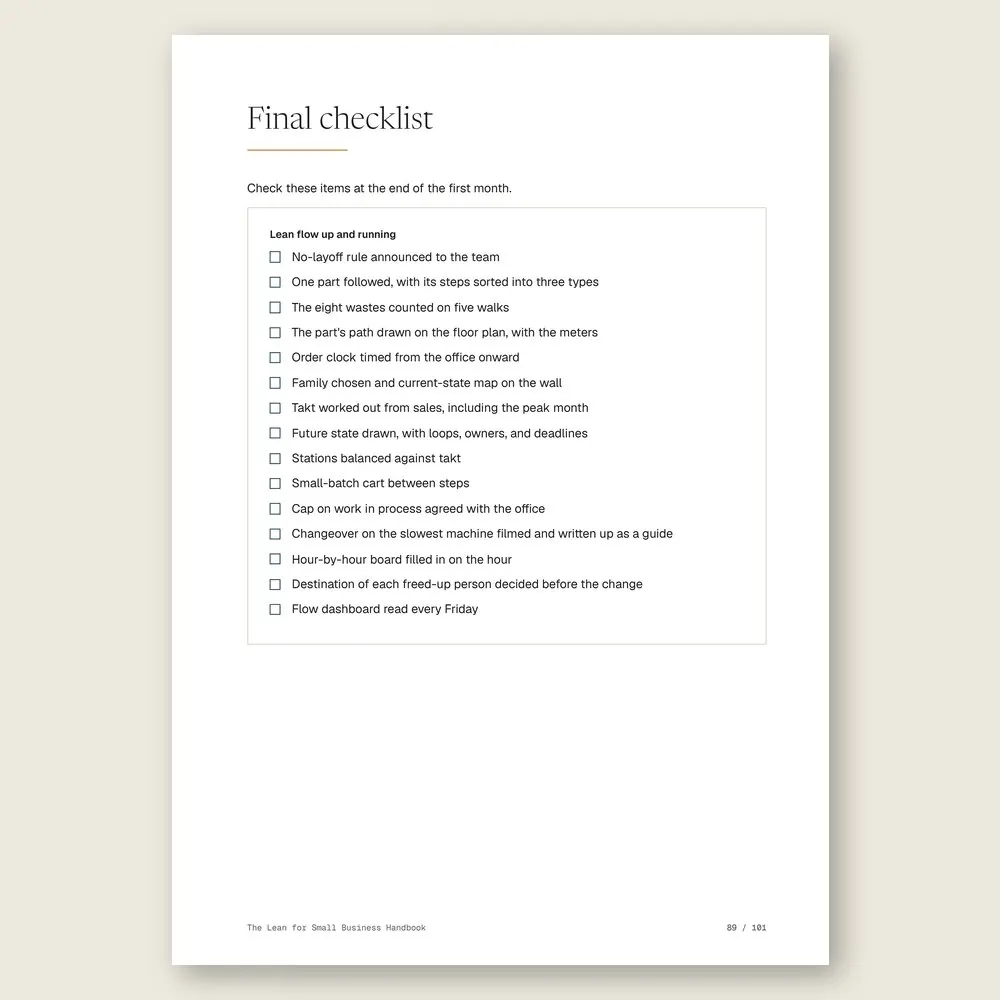 The Lean for Small Business Handbook · The final checklist