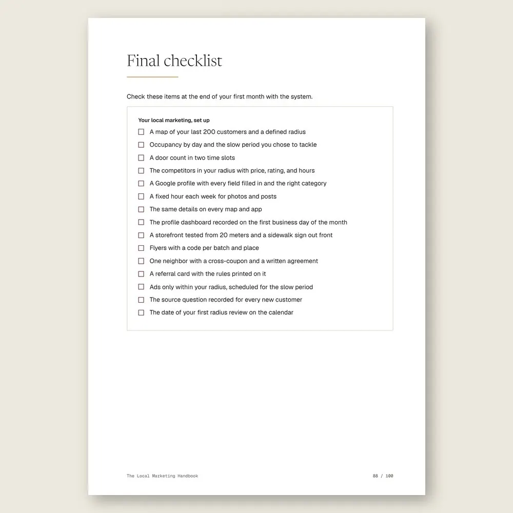 The Local Marketing Handbook · The final checklist