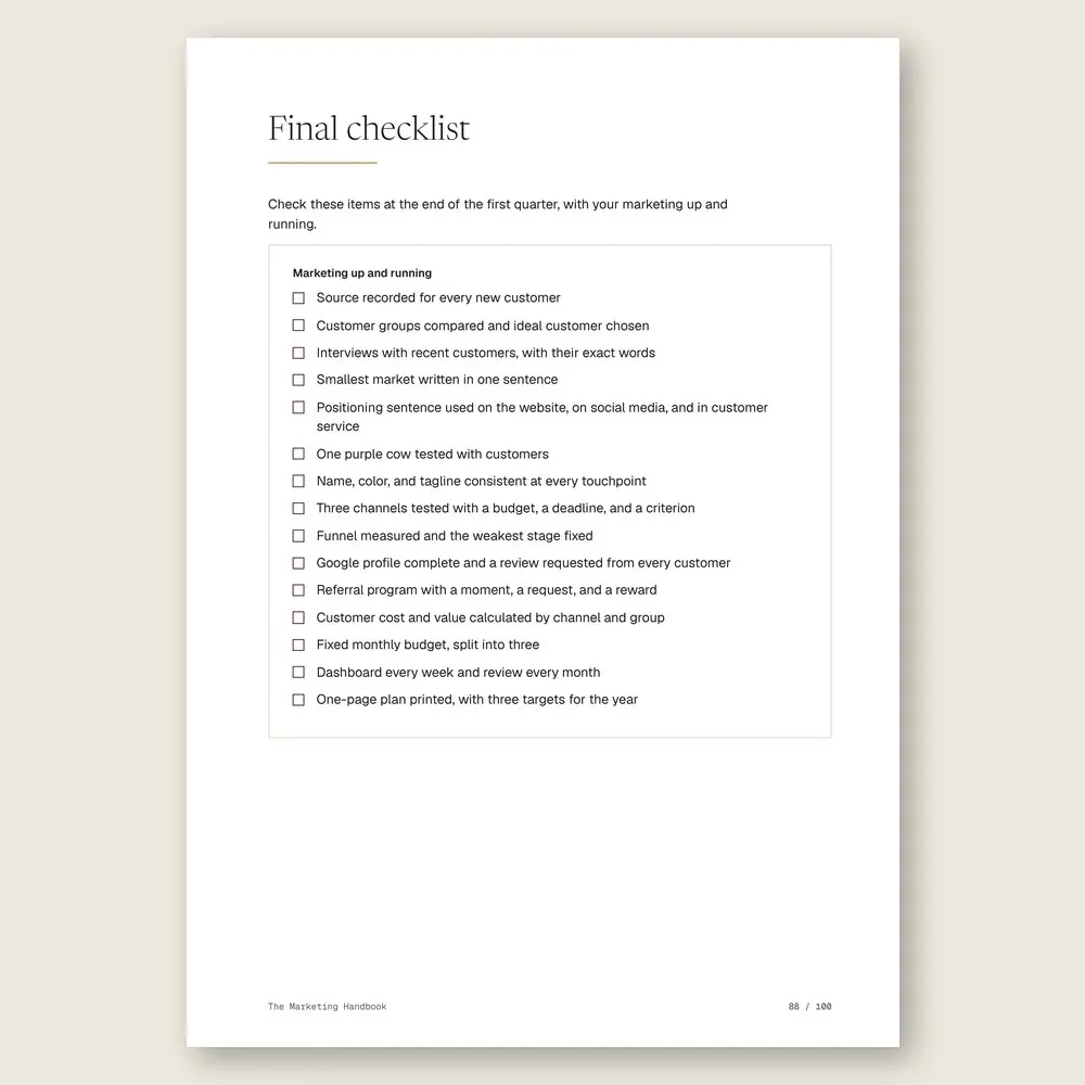 The Marketing Handbook · The final checklist
