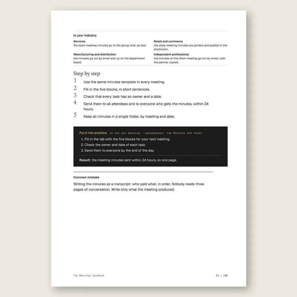 The Meetings Handbook · The step-by-step and the hands-on exercise