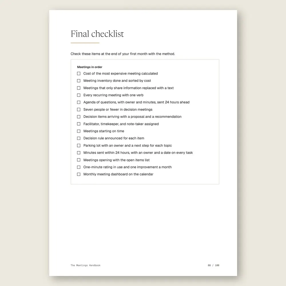 The Meetings Handbook · The final checklist
