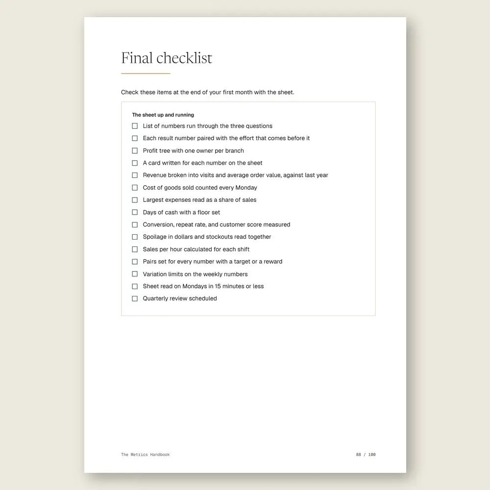 The Metrics Handbook · The final checklist