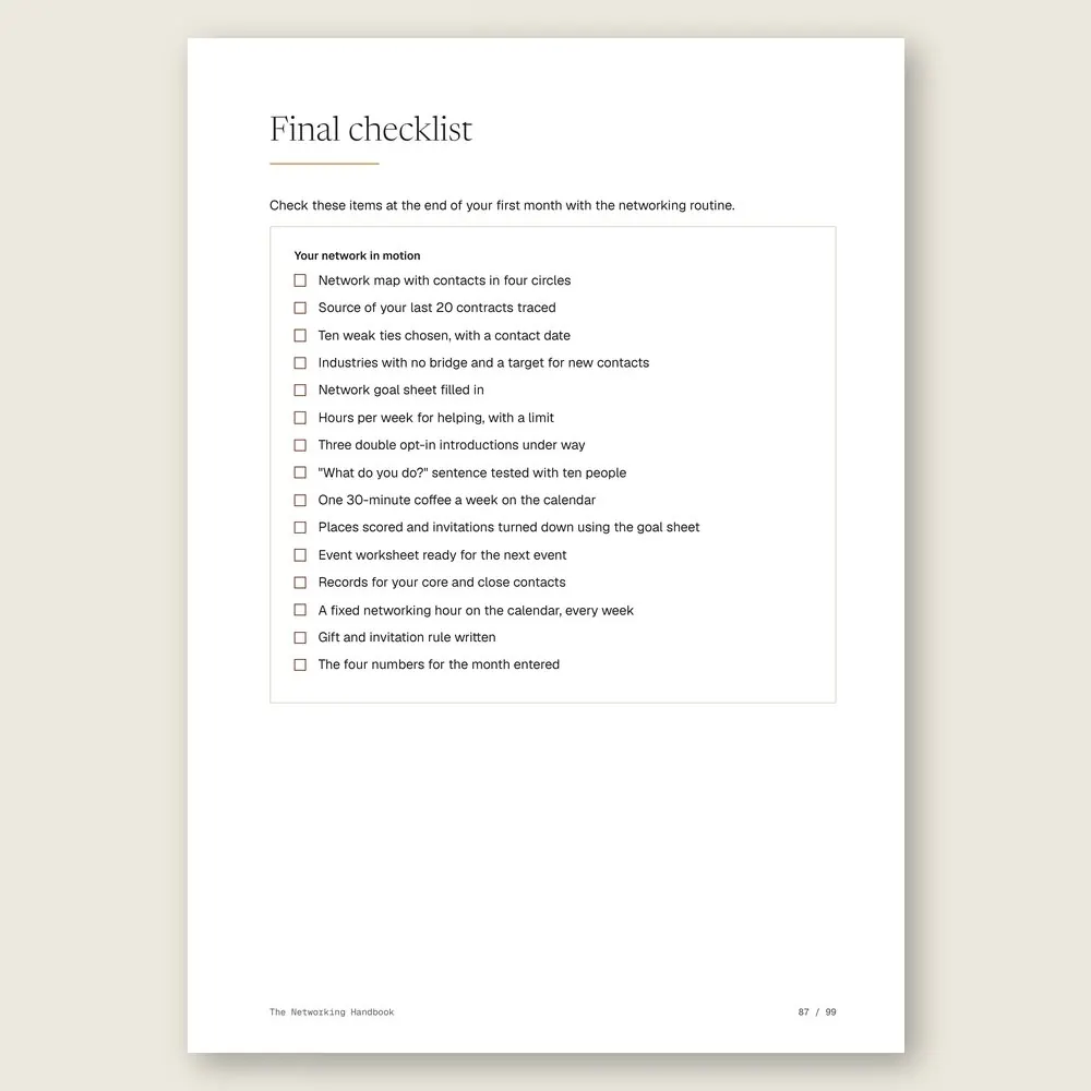 The Networking Handbook · The final checklist