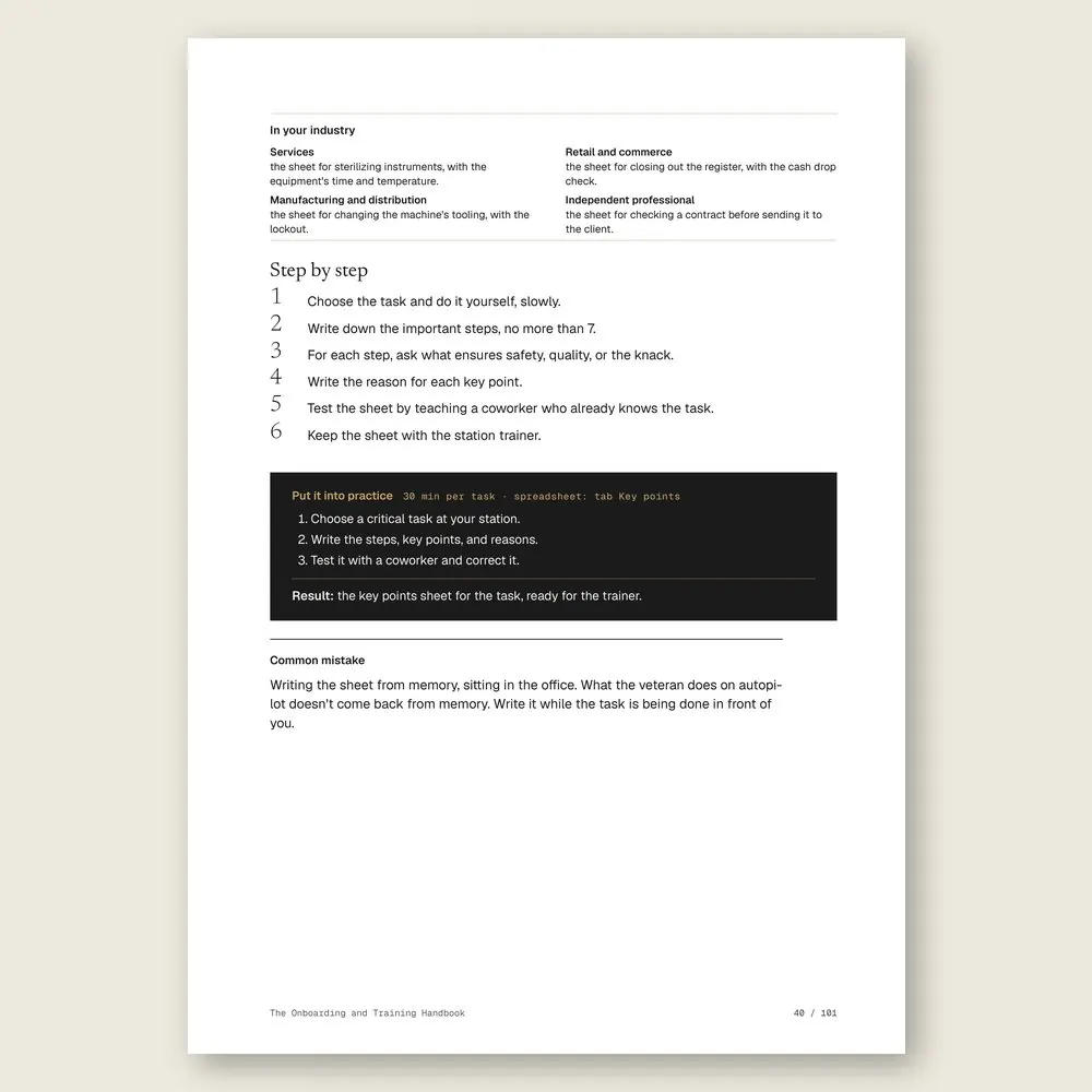 The Onboarding and Training Handbook · The step-by-step and the hands-on exercise