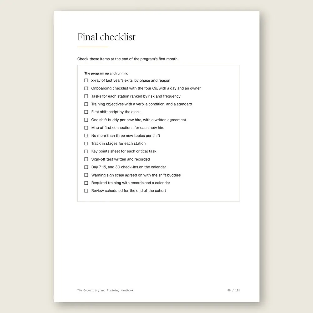 The Onboarding and Training Handbook · The final checklist