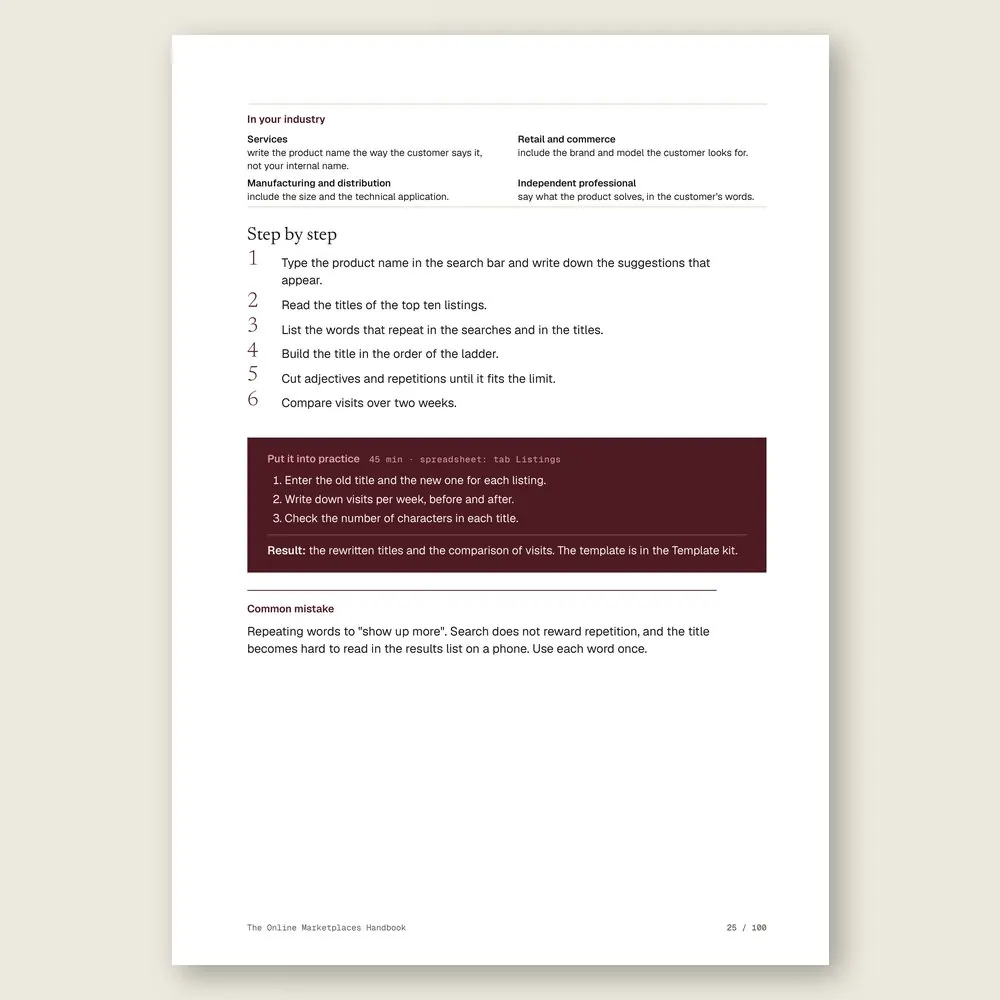 The Online Marketplaces Handbook · The step-by-step and the hands-on exercise