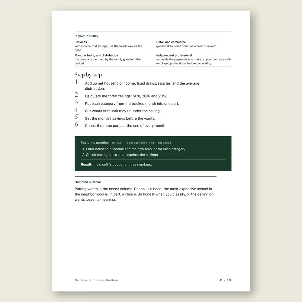 The Owner's Finances Handbook · The step-by-step and the hands-on exercise